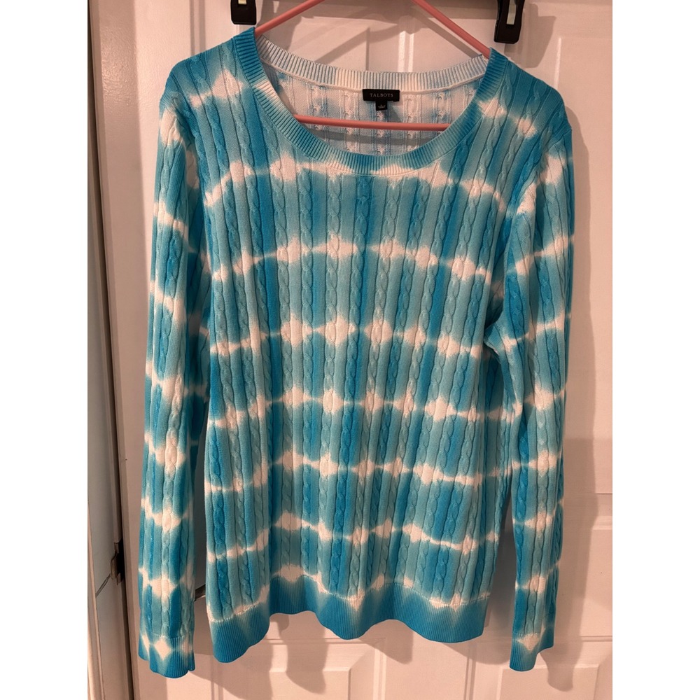 Talbots‎ Women's Long Sleeve Tie Dye Cable Knit Sweater Large